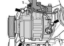 Крепление компрессора кондиционера и штекерный разъем провода