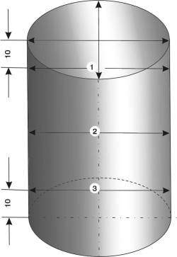 Места измерения диаметра цилиндра