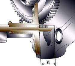 Измерение расстояния от фланца двигателя до торцовой поверхности маховика