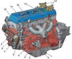 Двигатели мод. ЗМЗ-4061 и ЗМЗ-4063 (вид с левой стороны)