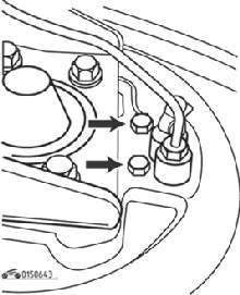 Болты крепления колесного тормозного цилиндра (вид с обратной стороны щита тормозного механизма)