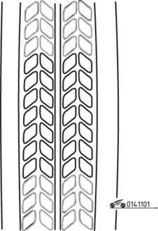 Появление на протекторе индикаторов износа шины в виде поперечных полос
