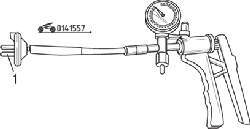 Использование вакуумметра и продувка канала (1) при проверке контрольного клапана продувки №3