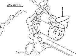 Использование перемычки (1) для соединения клемм «В» и «М» тягового реле для проверки работоспособности электродвигателя стартера