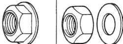 12.11 Два типа гаек фланца средней опоры – с буртиком (слева), стандартная гайка с шайбой  (справа)
