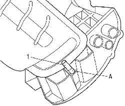 Установка специального приспособления (1) в отверстие, расположенное на блоке (А) коренных крышек коленчатого вала