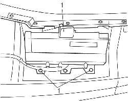 Расположение винтов (1) крепления подушки безопасности переднего пассажира