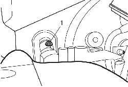 Расположение болта (1) удаления воздуха из системы охлаждения дизельного двигателя DV4TD