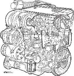 Общий вид двигателя VR6 с частичным разрезом