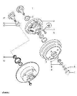 Ступица заднего колеса и тормозной механизм барабанного типа