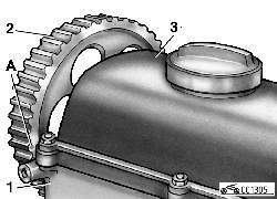 Положение установочных меток зубчатого шкива распределительного вала двигателей SOHC, соответствующее ВМТ поршня первого цилиндра