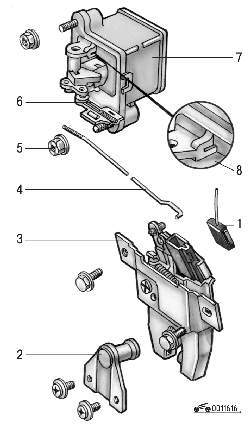 Механизмы защелки и замка крышки багажника автомобилей с типом кузова седан