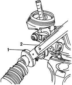 Снятие шарового шарнира поперечной рулевой тяги с зубчатой рейки. На ключ 1 (1332/8) установите динамометрический ключ 2 (1332)