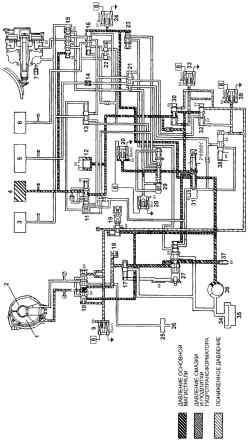 Схема гидравлической части системы управления АКПП, положение «D» (1-я передача)