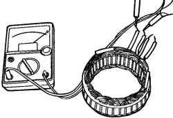 Проверка замкнутой цепи между выводами обмотки статора