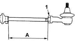 Место измерения (А=47,2 мм) при регулировке длины рулевой тяги и расположение контргайки (1) наконечника рулевой тяги