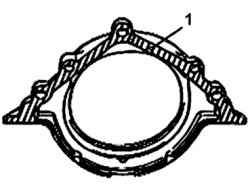 Места (1) нанесения герметика на привалочную поверхность корпуса заднего сальника коленчатого вала
