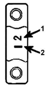 Расположение номера (1) и идентификационной метки (2) крышки подшипника распределительного вала