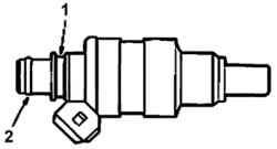 Расположение втулки (1) и уплотнительного кольца (2) на топливной форсунке