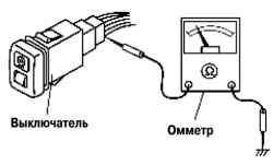 Схема проверки управляющего переключателя освещения на панели приборов