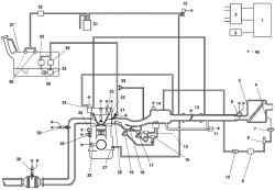 Схема системы управления топливной системой автомобиля Mazda 6: 1 – блок PCM; 2 – катушка зажигания; 3 – генератор; 4* – заслонка системы VAD; 5 – воздушный фильтр; 6 – датчик массового расхода воздуха; 7* – исполнительный механизм заслонки системы VAD; 8* – управляющий электромагнитный клапан системы VAD; 9* – вакуумная камера; 10* – обратный клапан системы VAD; 11 – регулятор холостого хода; 12 – электромагнитный клапан продувки; 13 – датчик положения дроссельной заслонки; 14 – датчик абсолютного давления; 15* – управляющий электромагнитный клапан системы VIS; 16 – управляющий электромагнитный клапан Variable tumble; 17* – исполнительный механизм заслонки системы VIS; 18* – заслонка системы VIS; 19 – исполнительный механизм заслонки системы VTCS; 20 – заслонка системы VTCS; 21 – топливная форсунка; 22* – управляющий масляный клапан; 23 – датчик положения распредвала; 24 – клапан системы рециркуляции отработавших газов; 25 – датчик детонации; 26 – датчик температуры охлаждающей жидкости; 27 – клапан вентиляции картера; 28 – датчик положения коленвала; 29 – датчик концентрации кислорода с подогревом (передний); 30 – датчик концентрации кислорода с подогревом (задний); 31 – емкость с активированным углем (адсорбер); 32 – обратный клапан (двухсторонний); 33 – регулятор давления; 34 – топливный фильтр (высокого давления); 35 – топливный насос; 36 – топливный фильтр (низкого давления); 37 – топливный бак; 38 – гравитационный клапан; 39 – гаситель пульсаций; 40 – к блоку PCM; Примечание – *