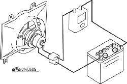 Схема соединений для проверки тока, потребляемого электродвигателем вентилятора радиатора