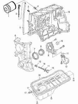 Детали системы смазки двигателей GA14DE и GA16DE