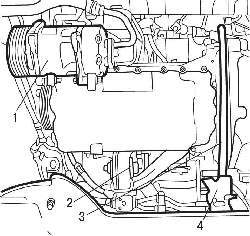 Расположение компрессора кондиционера в моторном отсеке двигателя DW10TD