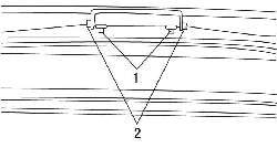 Расположение гаек (1) крепления верхнего стоп-сигнала и фиксаторов (2) платы с лампами