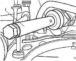 Установка ключа с роликом 0721-A (1) вместо наконечника рулевой тяги для снятия рулевой тяги