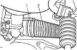 Место подсоединения вентиляционной трубки (1) к защитному чехлу (2)