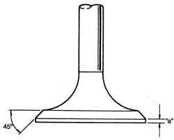 Схема измерения толщины «a» тарелки клапана