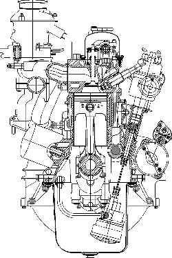 Двигатель 421.10-10 (поперечный разрез)