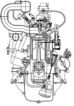Двигатель 420.10-10 (поперечный разрез)