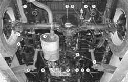 Расположение основных узлов и агрегатов автомобиля (вид снизу сзади)