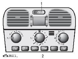 Кнопки включения аварийной сигнализации (1) и электрообогрева (2) заднего стекла и наружных зеркал заднего вида