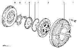 Детали механизма сцепления автомобилей с двигателями 1,4 л (с 08.95 г.); 1,6 л; 1,8 л; 2,0 л (85 кВт/115 л.с.)