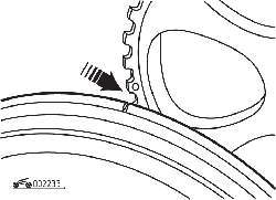 Установочные метки шкива коленчатого и промежуточного валов (двигатели AAM, ADZ, ABS, ADY, 2E)