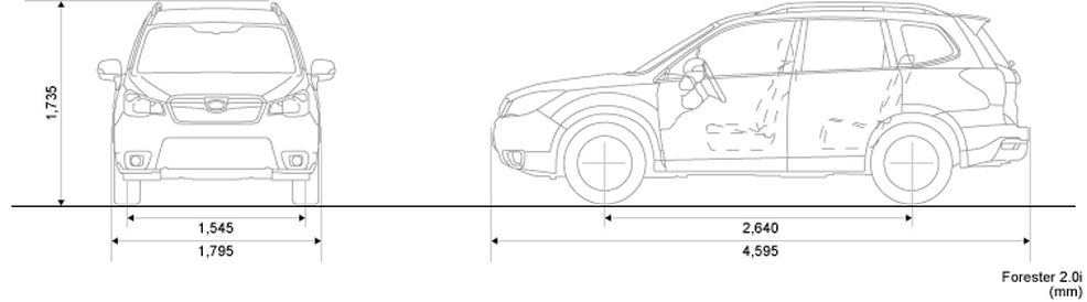 Габаритные размеры Субару Форестер 2014 (dimensions Subaru Forester SJ)
